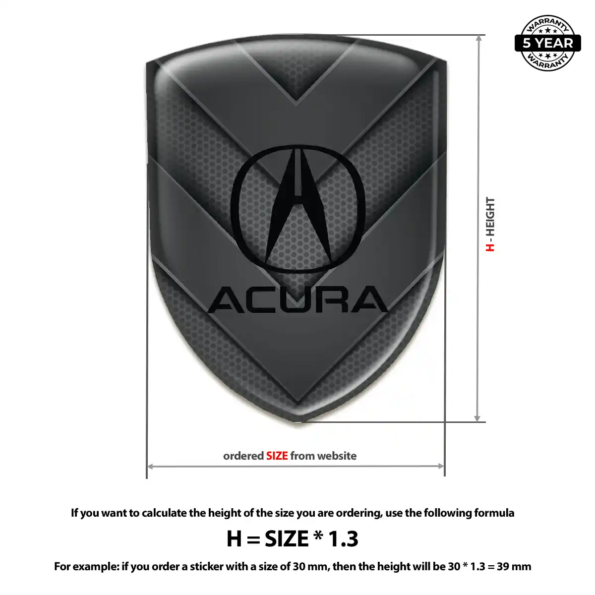Acura Automotive Resin Decal Prime Quality