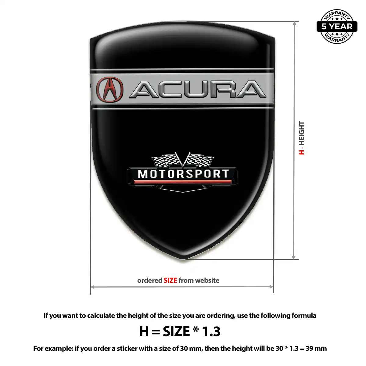 Acura Car Badge Sticker Deluxe Edition