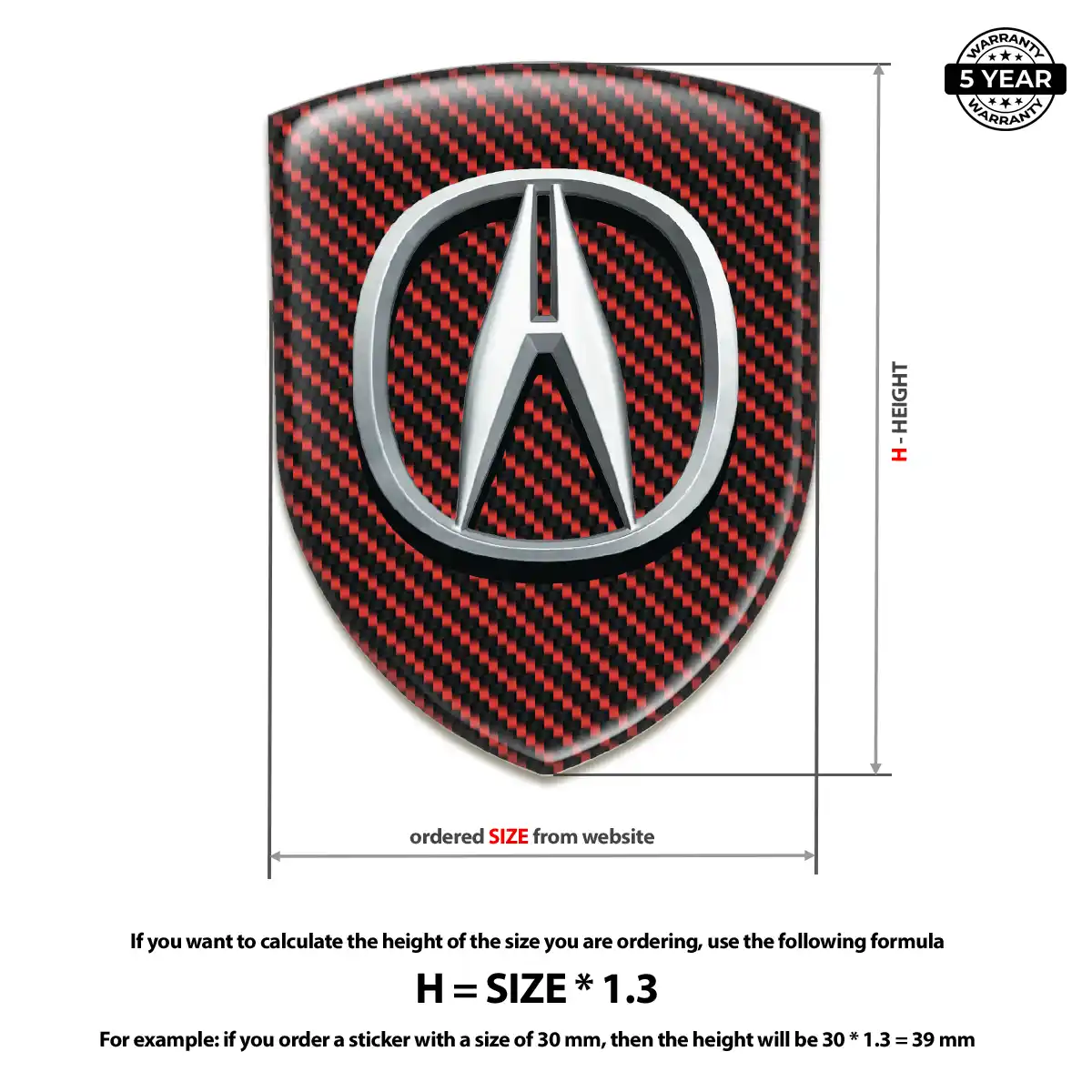 Acura Car Badge Sticker Elite Finish