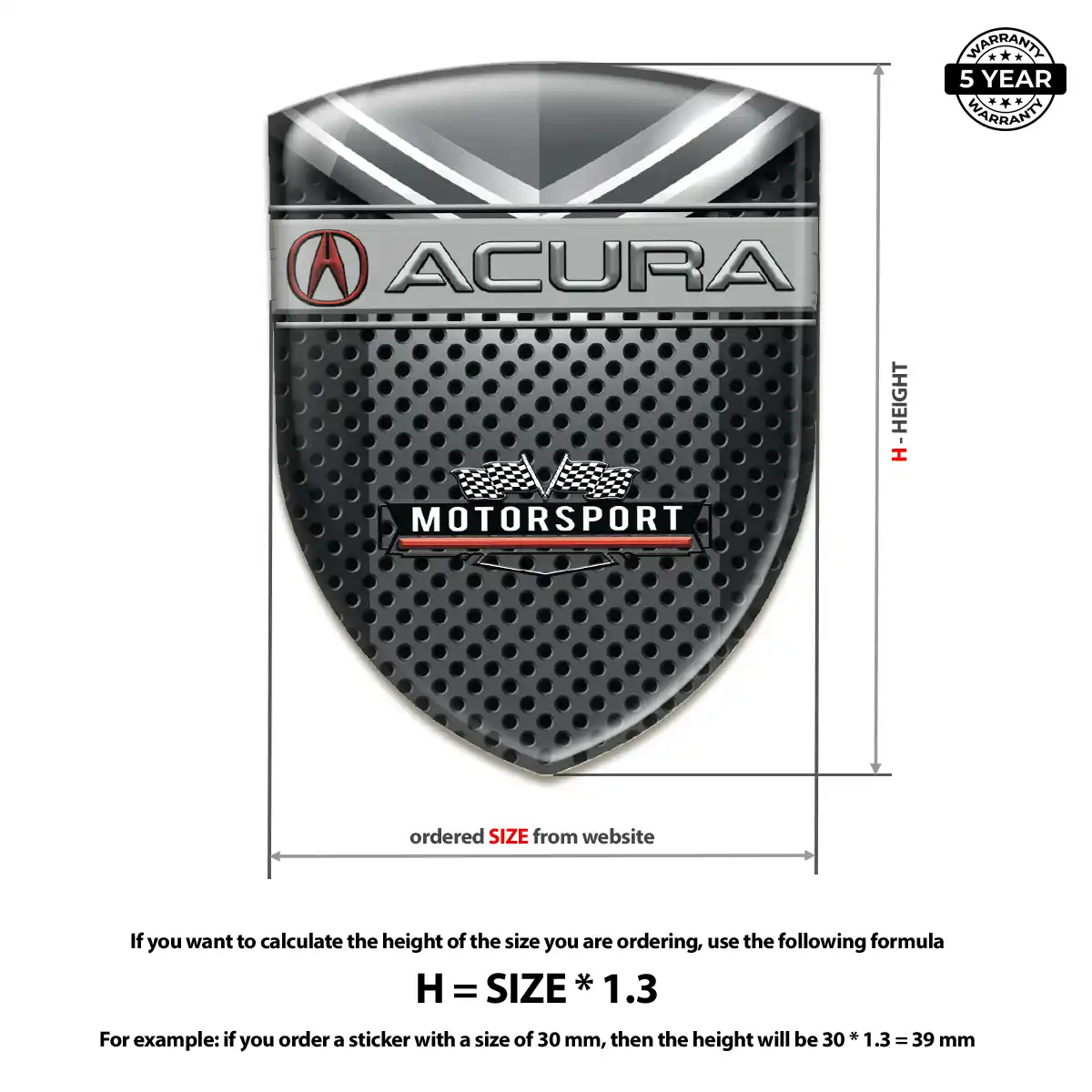 Acura Car Emblem Sticker Deluxe Edition