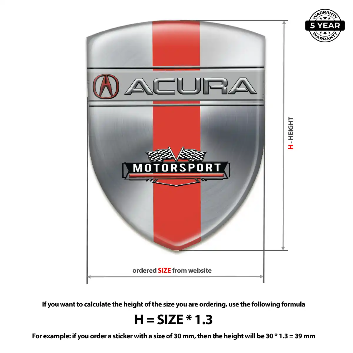 Acura Car Emblem Sticker Elite Finish