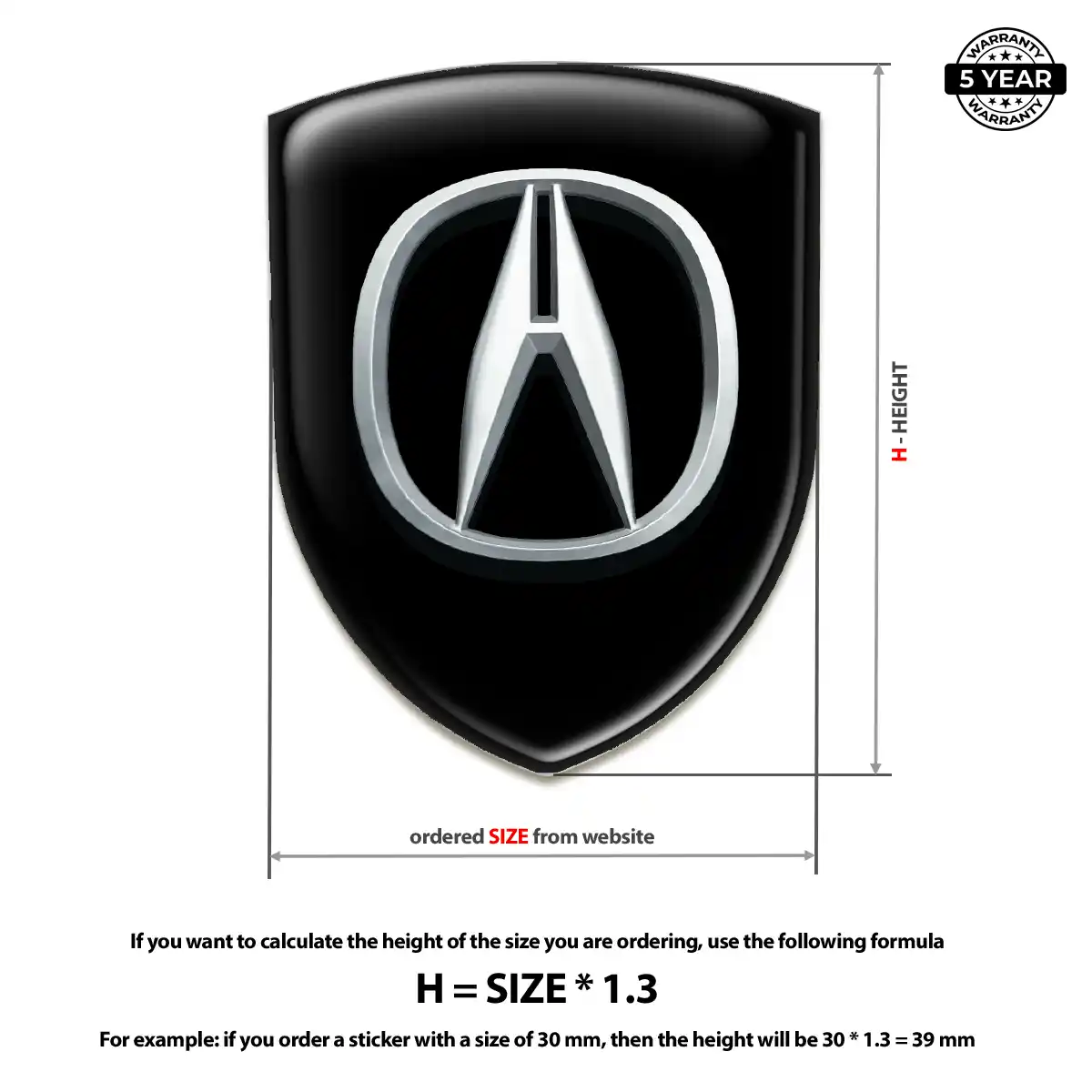 Acura Domed Car Sticker Deluxe Edition