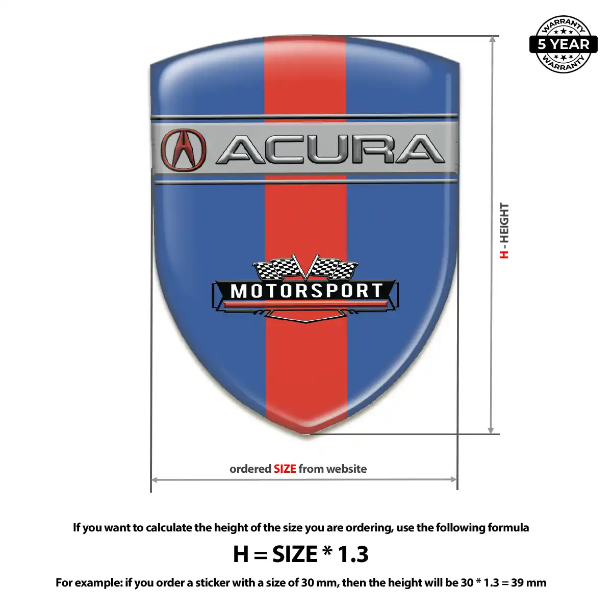 Acura Domed Car Sticker Elite Finish