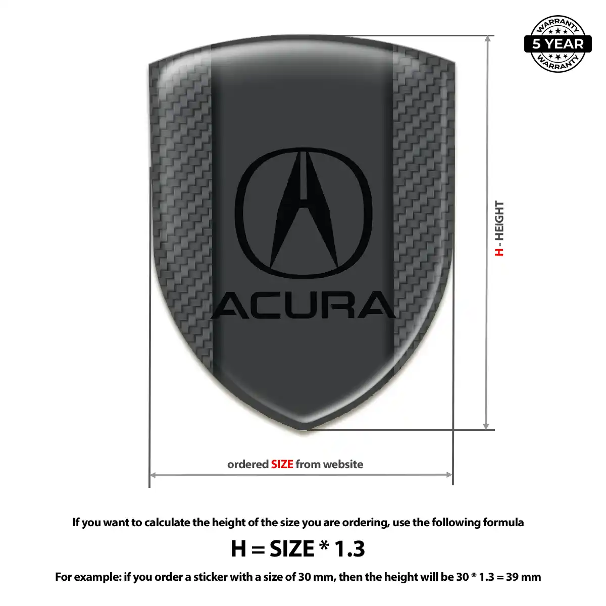 Acura Domed Car Sticker Exclusive Series