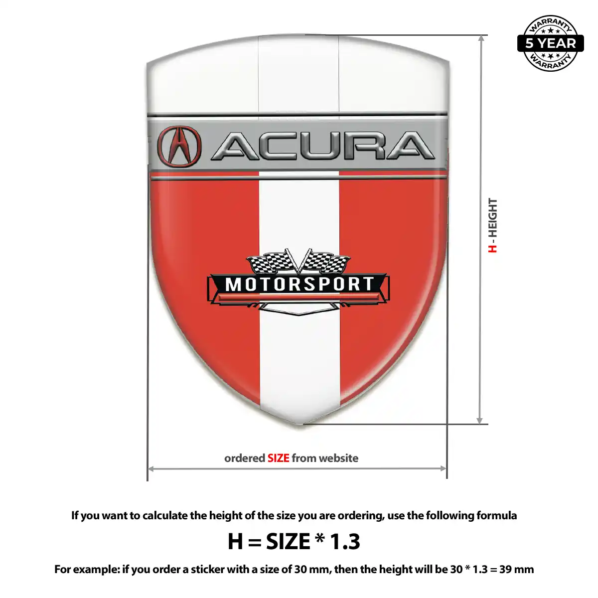 Acura Domed Car Sticker Opulent Line