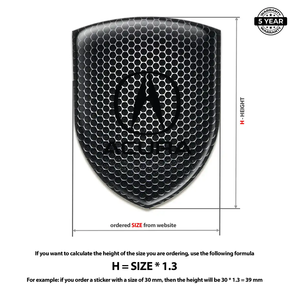 Acura Domed Car Sticker Prime Quality