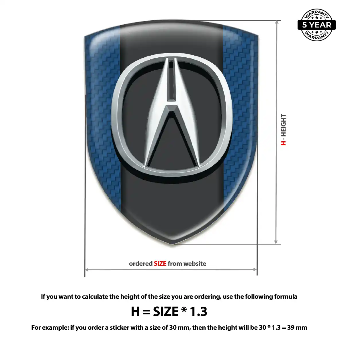 Acura Domed Car Sticker Refined Design