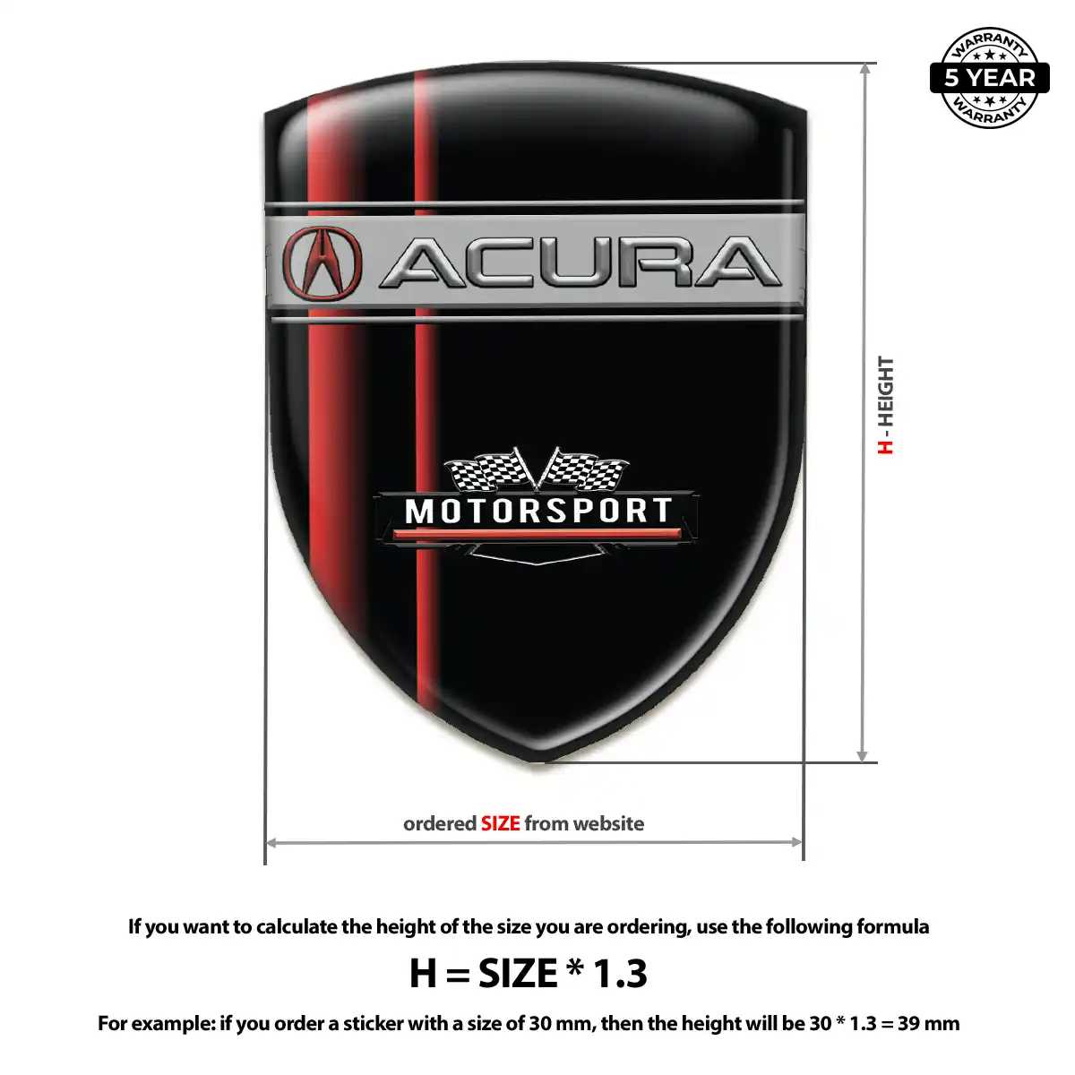 Acura Domed Car Sticker Signature Grade