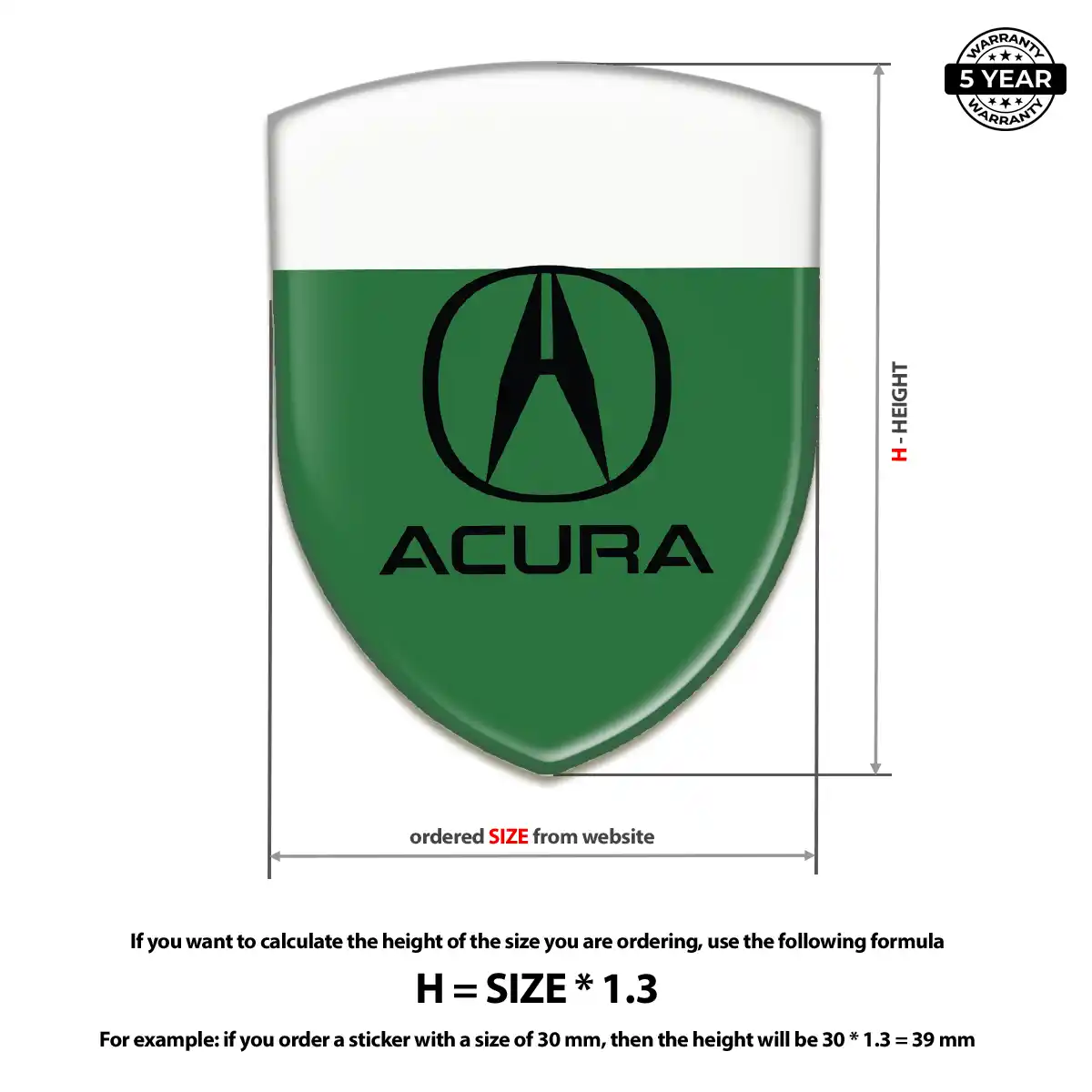 Acura Domed Decal Deluxe Edition