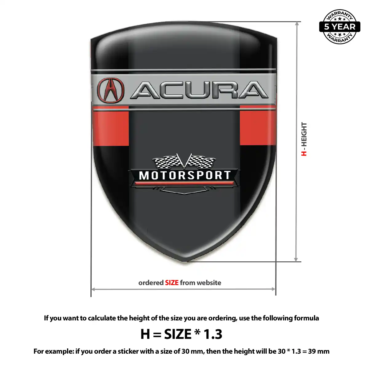 Acura Domed Decal Elite Finish