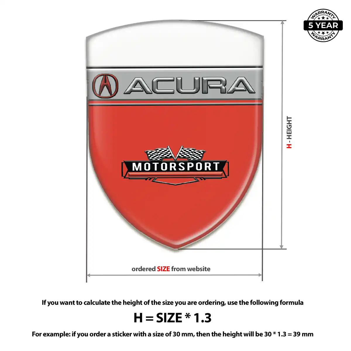 Acura Domed Decal Prime Quality