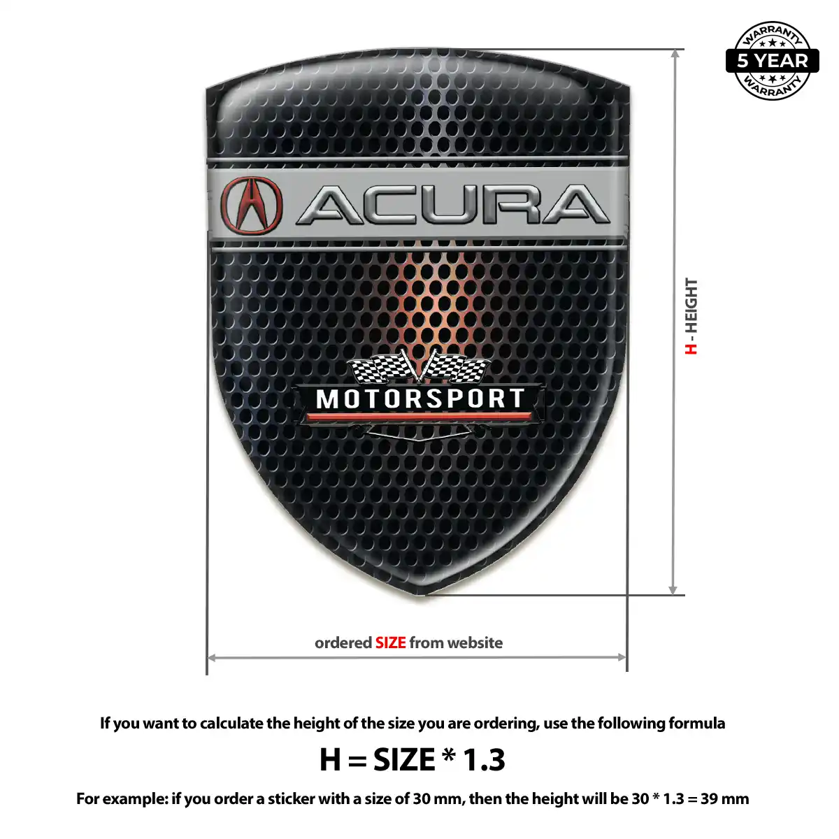 Acura Domed Decal Refined Design