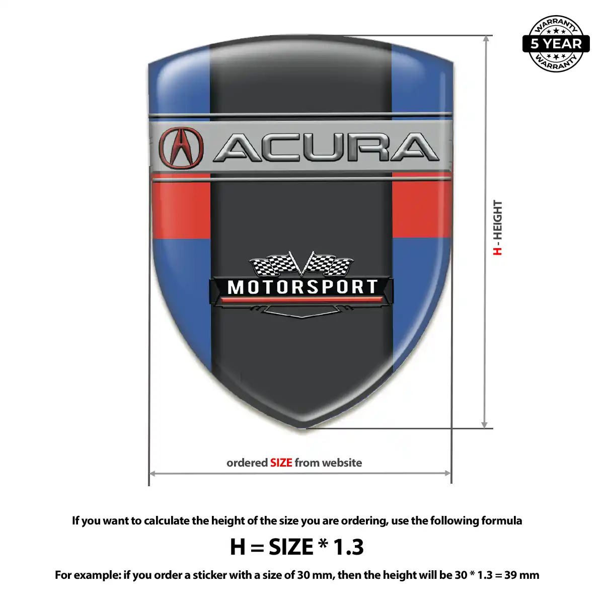 Acura Domed Logo Decal Noble Edition