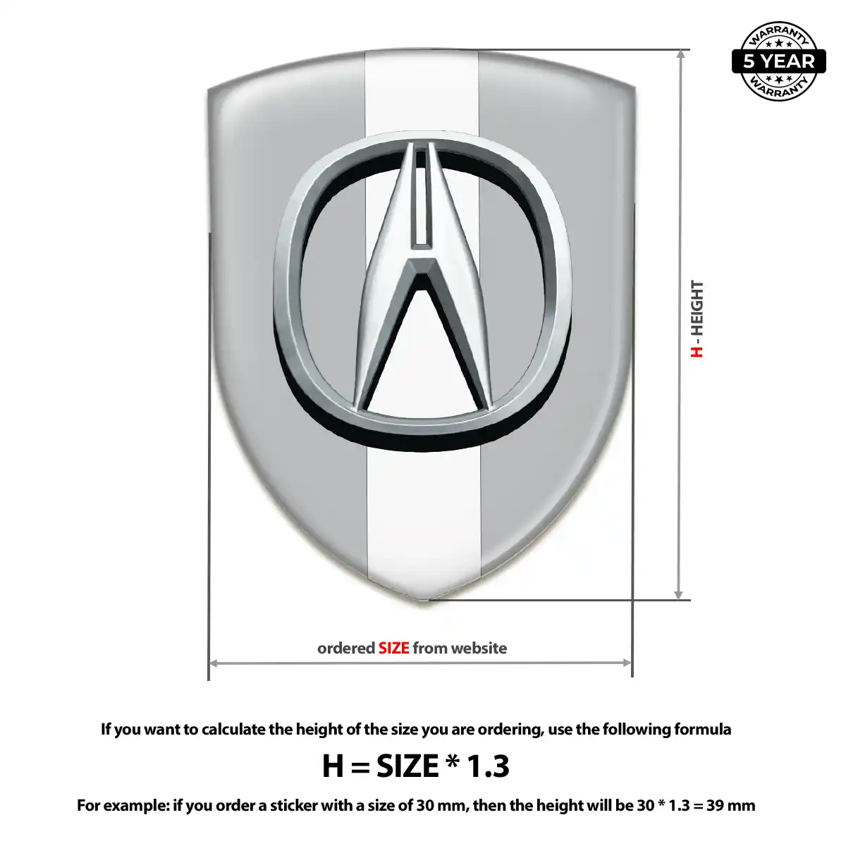 Acura Domed Logo Decal Prime Quality