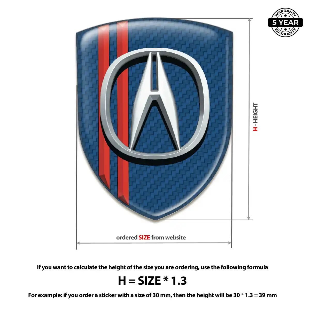 Acura Domed Logo Sticker Elite Finish