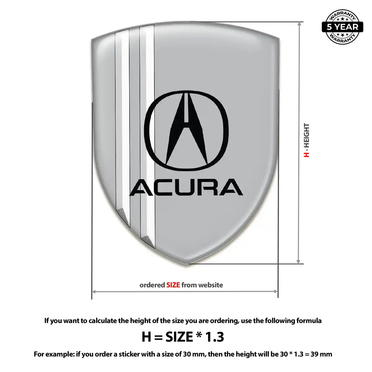 Acura Epoxy Domed Sticker Elite Finish