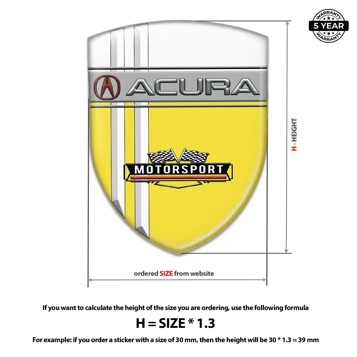 Acura Epoxy Domed Sticker Prestige Line
