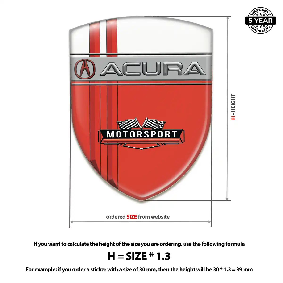 Acura Epoxy Domed Sticker Prime Quality