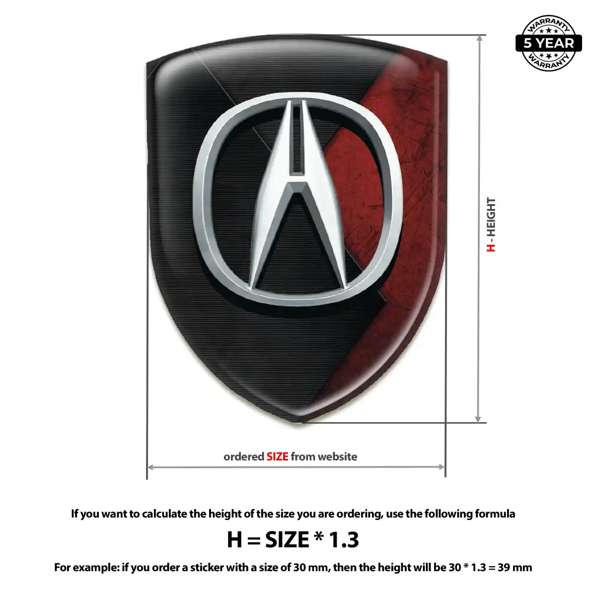 Acura Epoxy Domed Sticker Refined Design