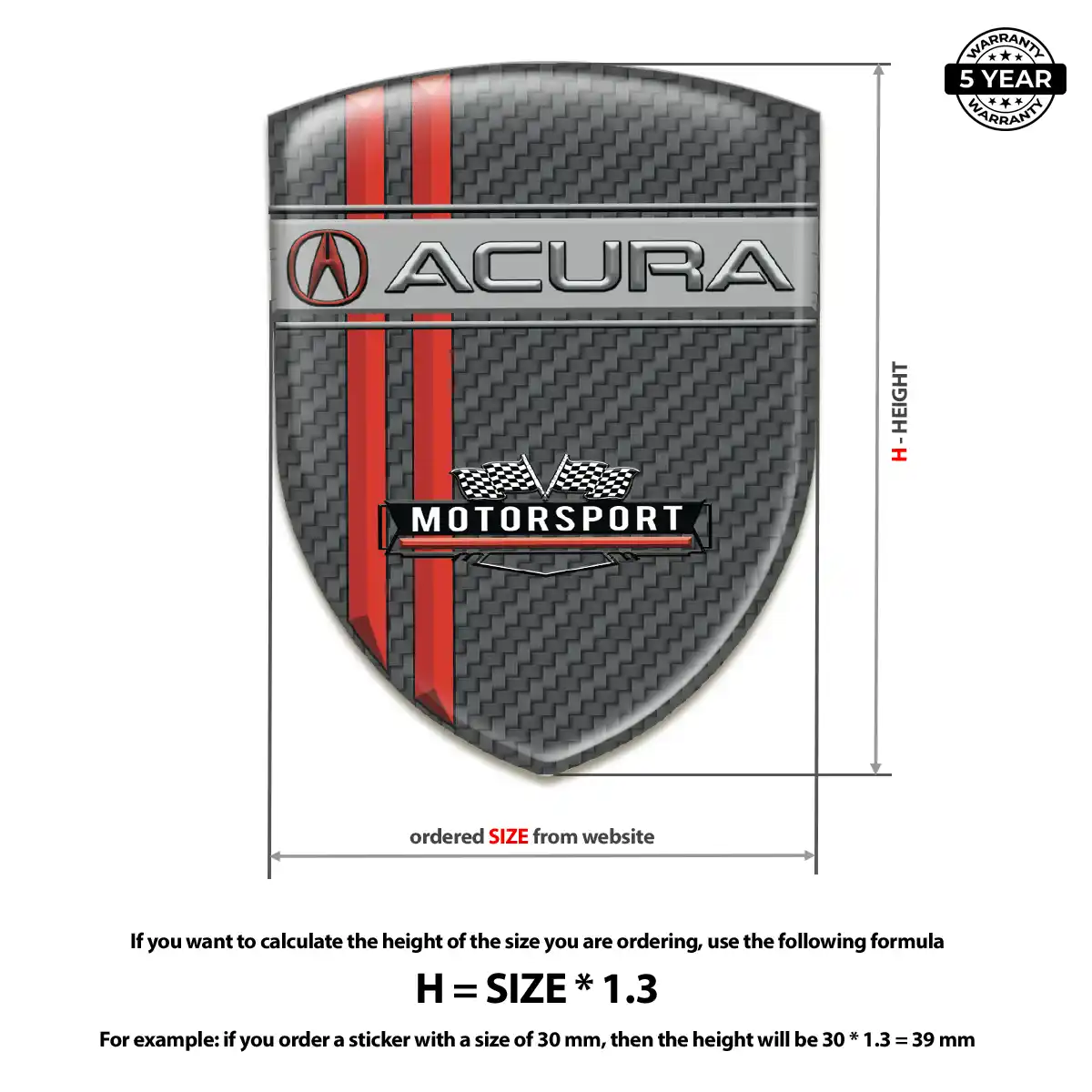 Acura Epoxy Domed Sticker Sleek Style