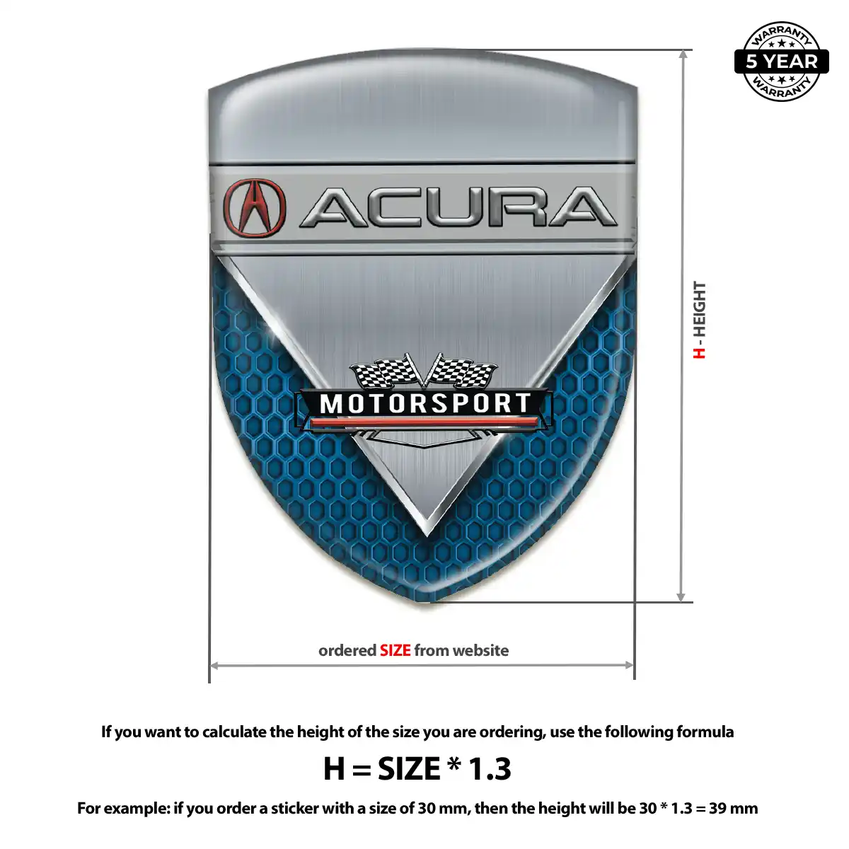 Acura Epoxy Domed Sticker Superior Craft