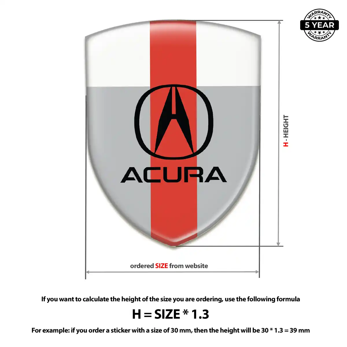 Acura Gel Emblem Sticker Signature Grade