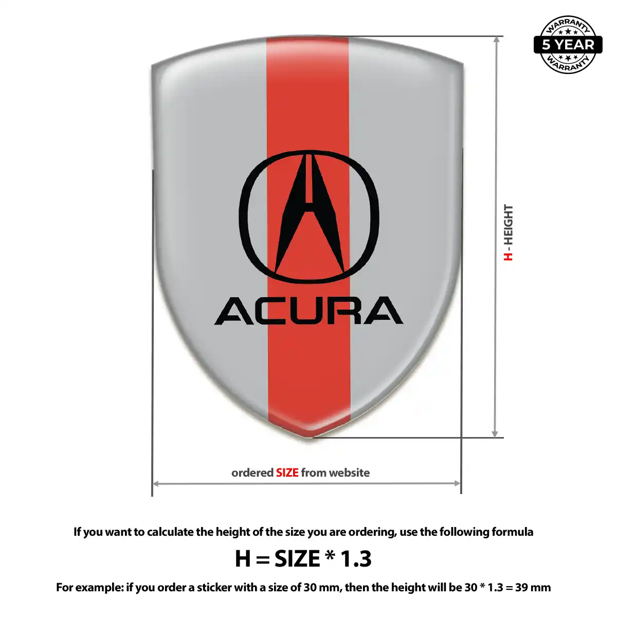 Acura Polyurethane Domed Sticker Elite Finish
