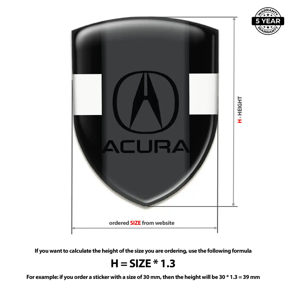 Acura Polyurethane Domed Sticker Noble Edition