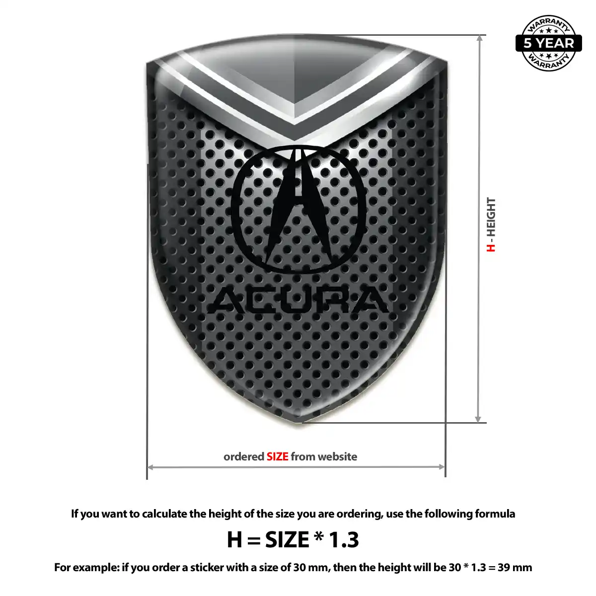 Acura Polyurethane Domed Sticker Opulent Line