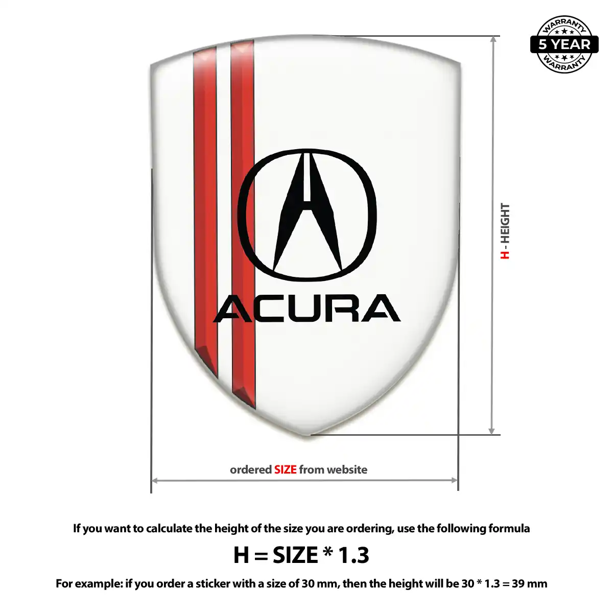 Acura Polyurethane Domed Sticker Prestige Line