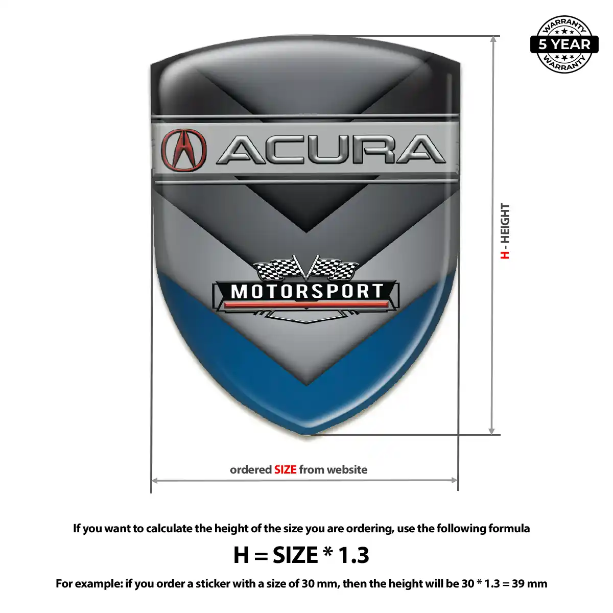 Acura Polyurethane Domed Sticker Prime Quality