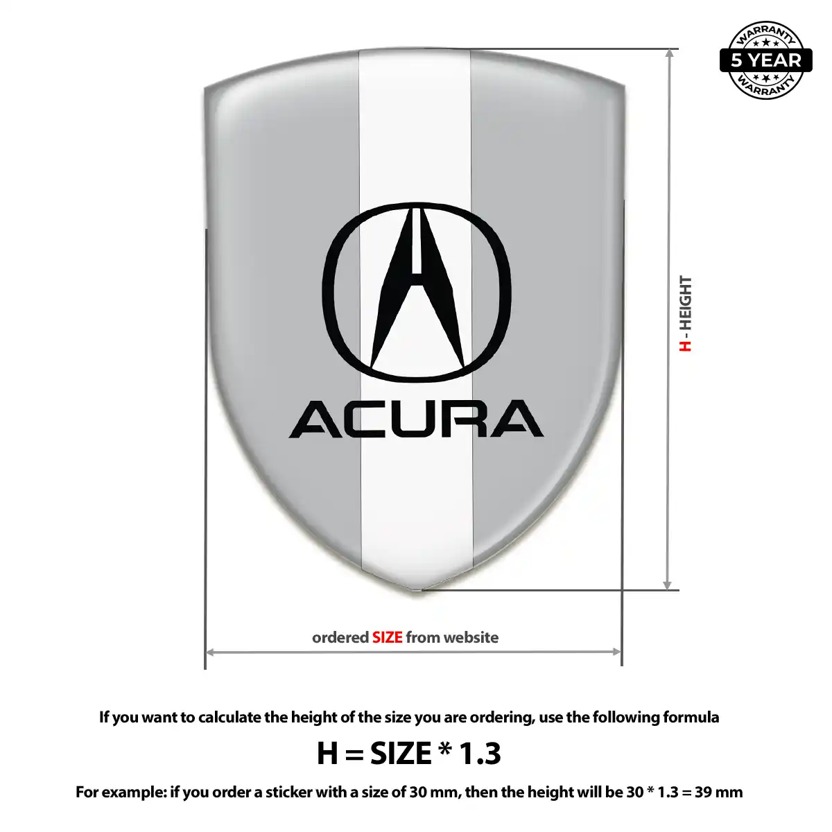 Acura Polyurethane Domed Sticker Signature Grade