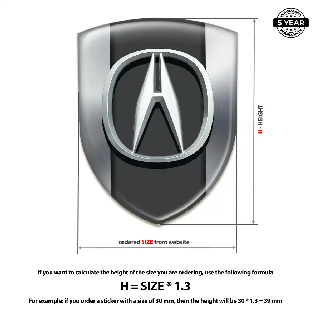 Acura Polyurethane Domed Sticker Sleek Style