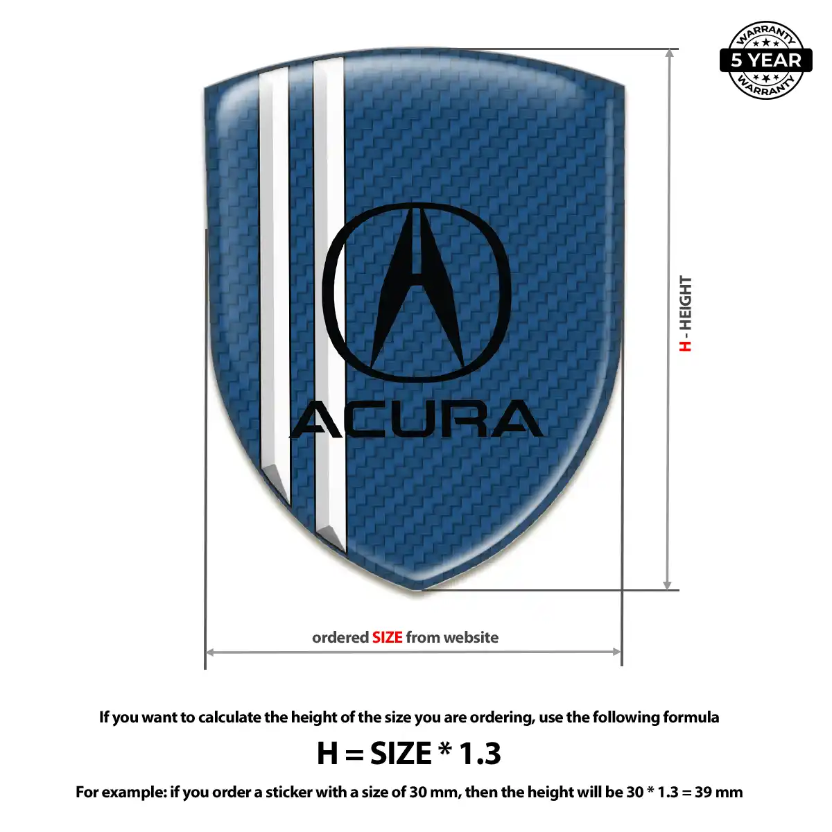 Acura Polyurethane Domed Sticker Superior Craft