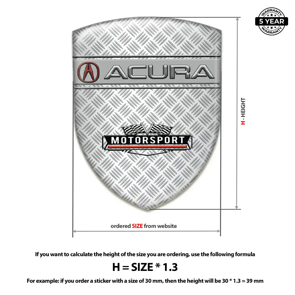 Acura Resin Badge Sticker Elite Finish
