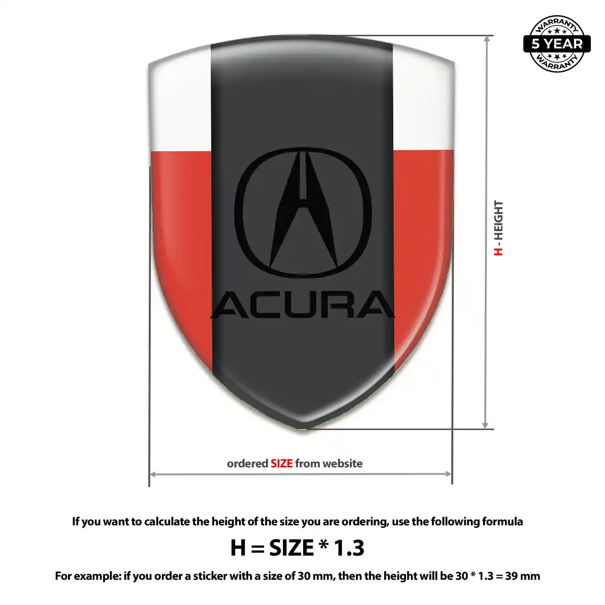 Acura Resin Domed Sticker Deluxe Edition
