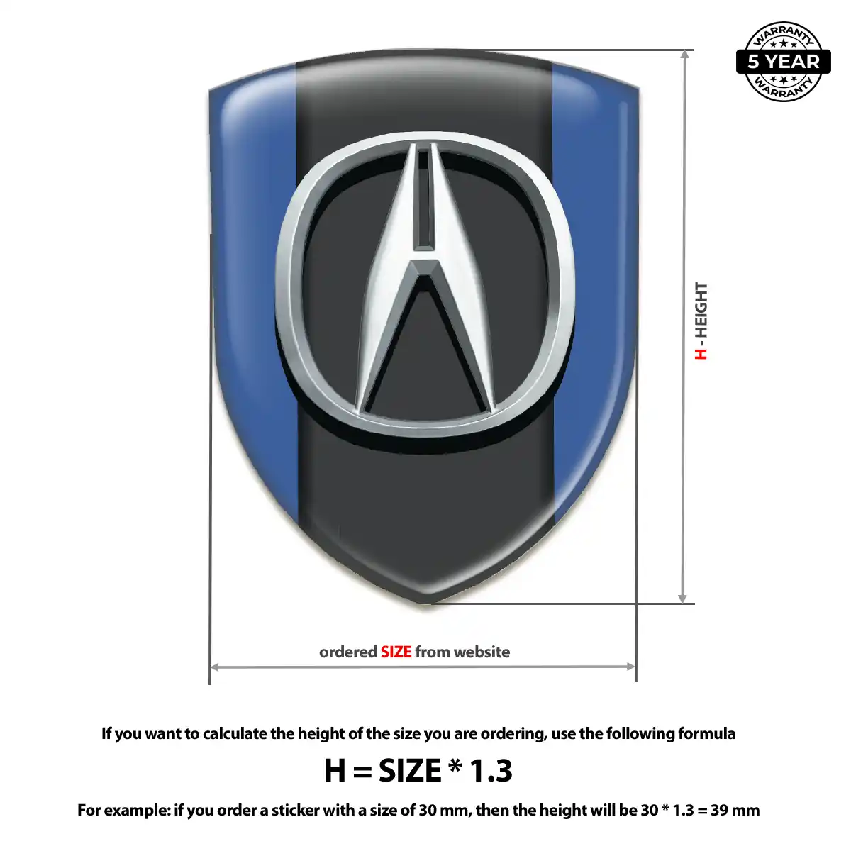 Acura Resin Domed Sticker Elite Finish
