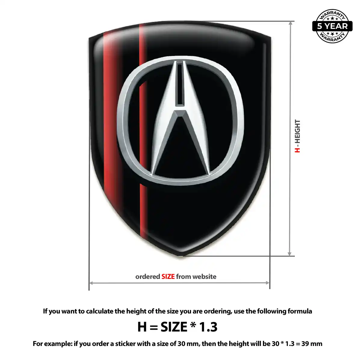 Acura Resin Domed Sticker Opulent Line