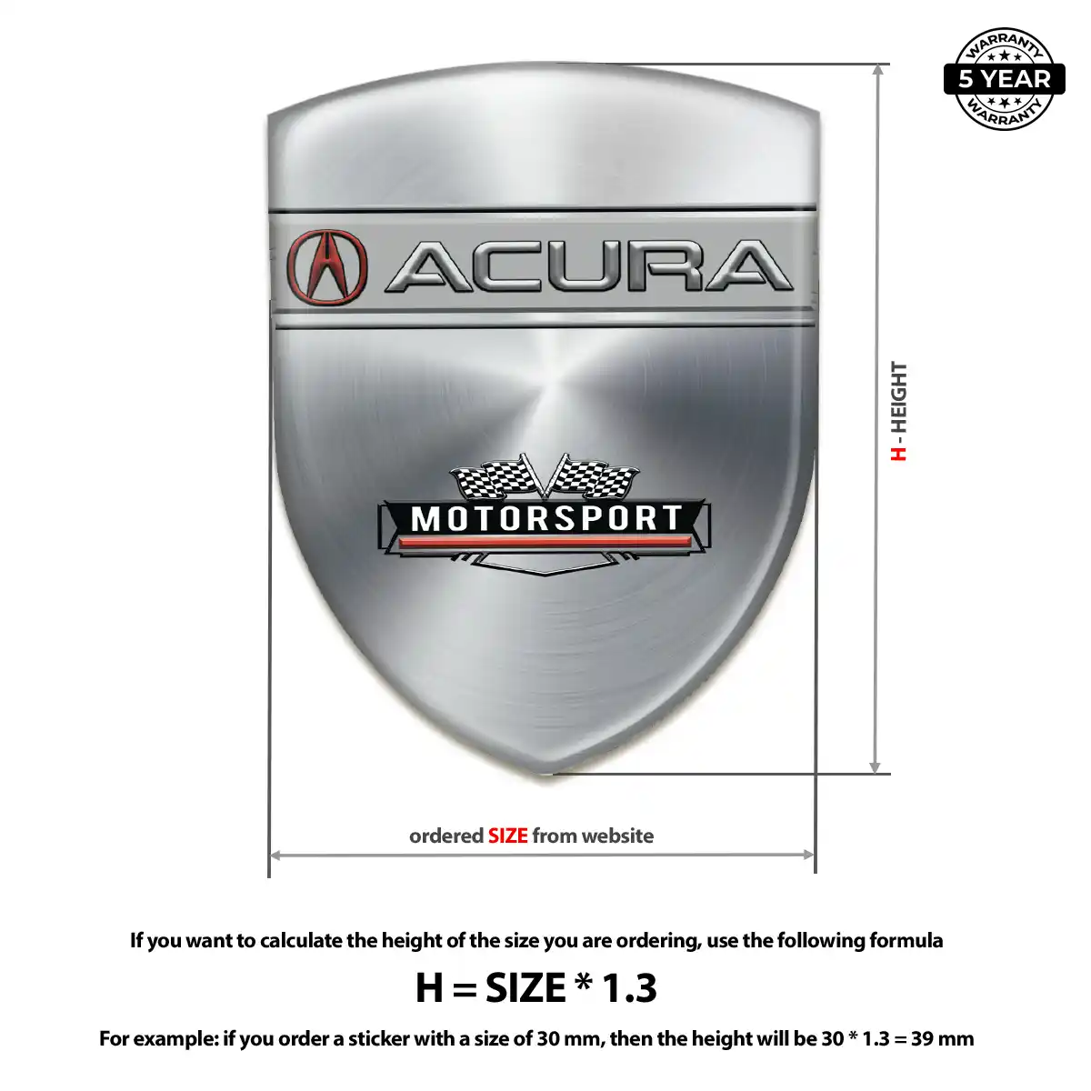 Acura Resin Domed Sticker Prestige Line