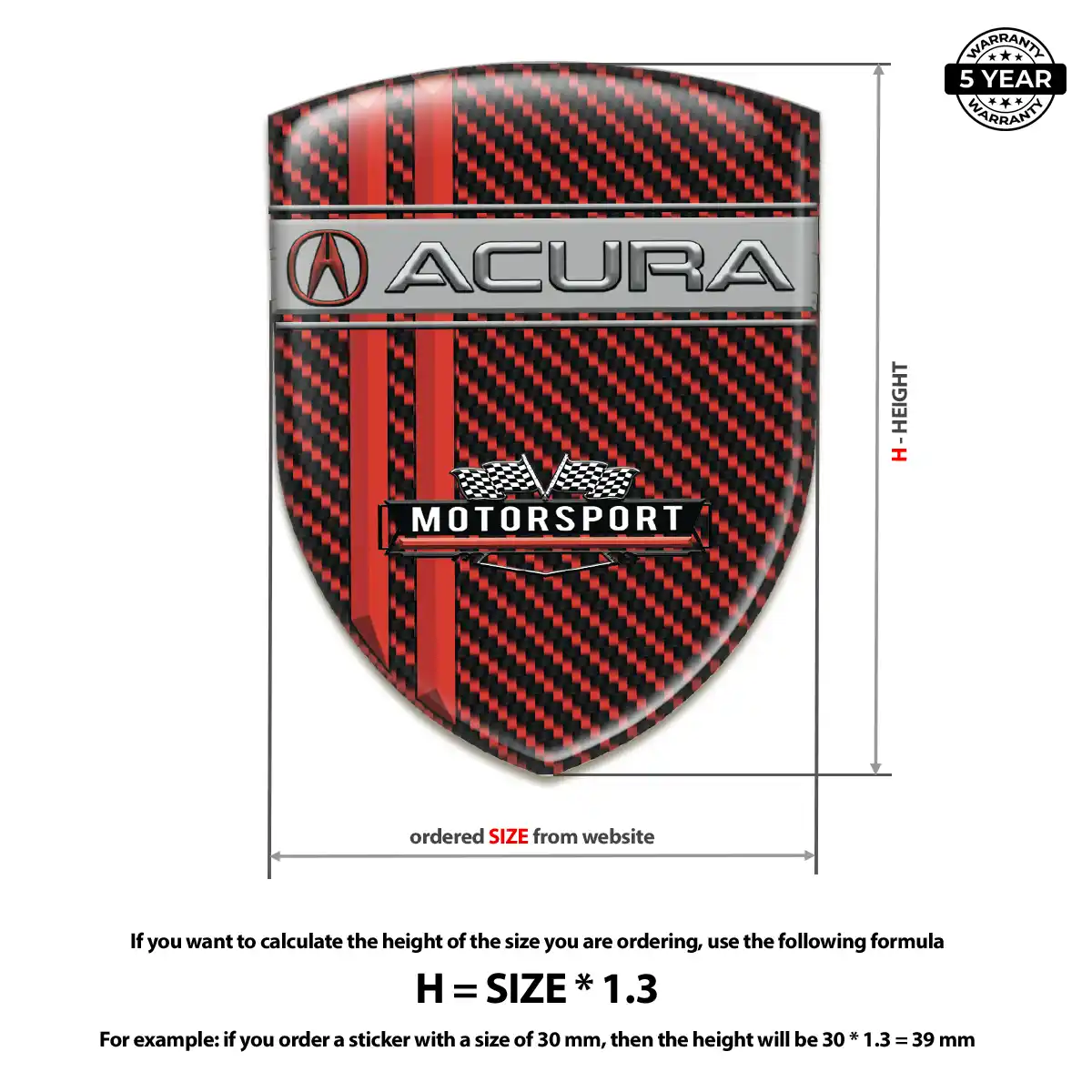 Acura Resin Domed Sticker Prime Quality