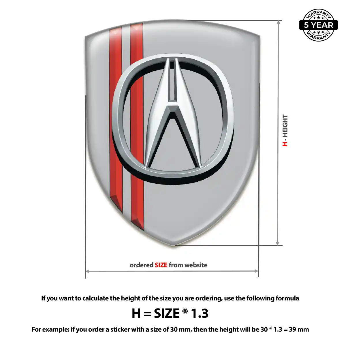Acura Resin Domed Sticker Refined Design