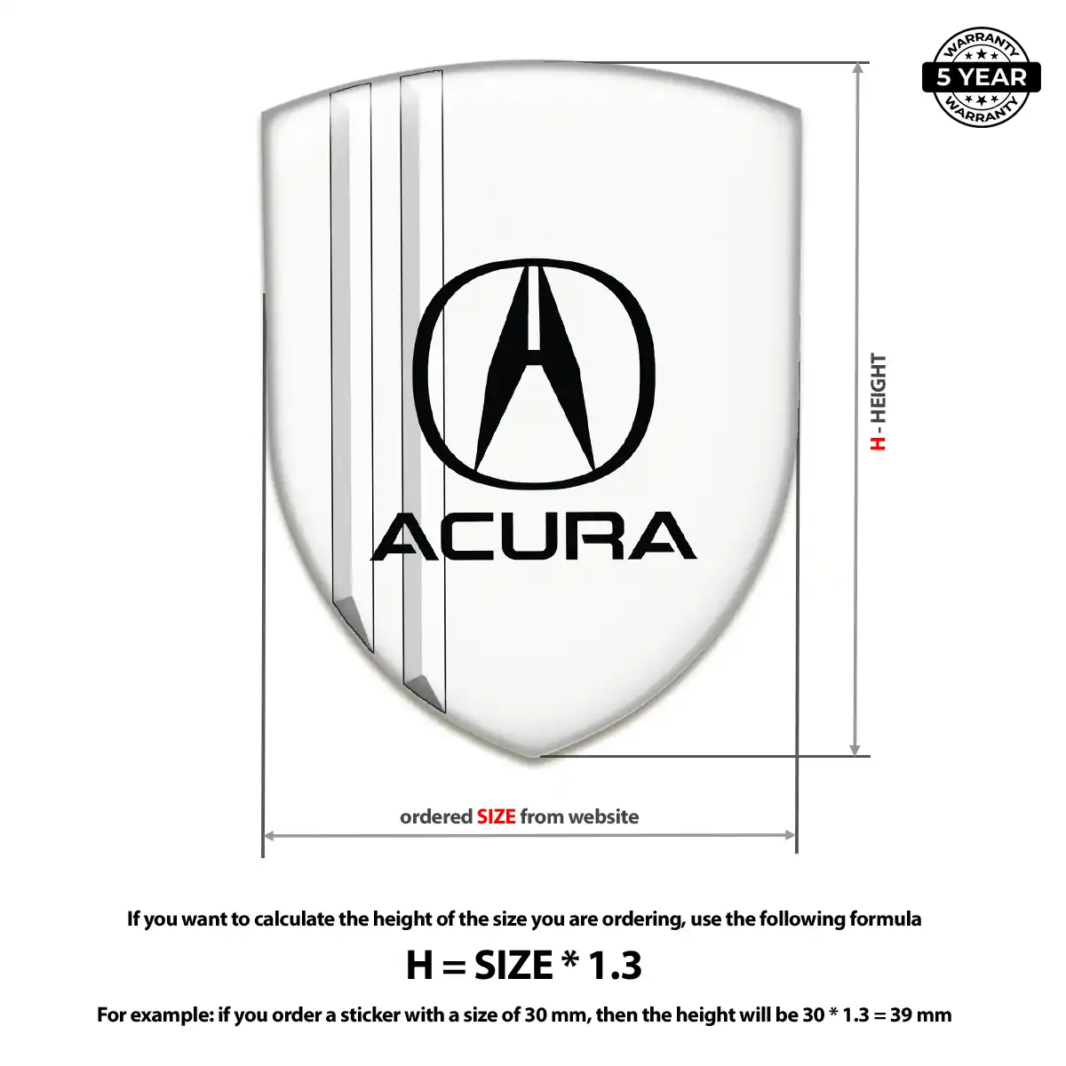 Acura Resin Domed Sticker Sleek Style
