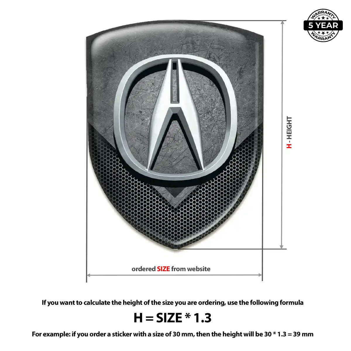 Acura Resin Domed Sticker Superior Craft