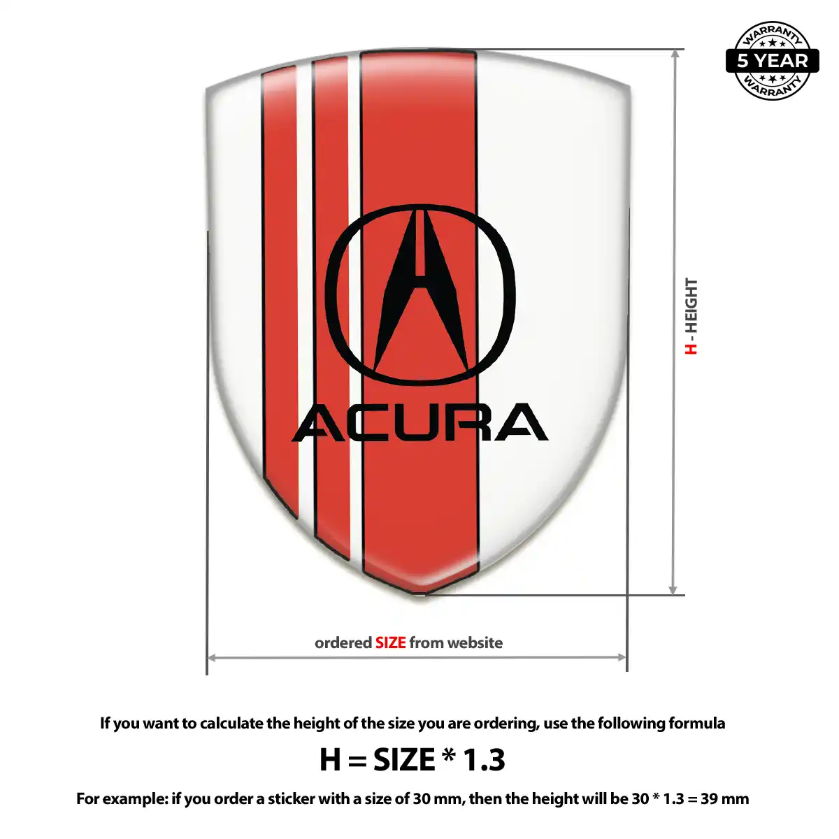 Acura Resin Emblem Sticker Deluxe Edition