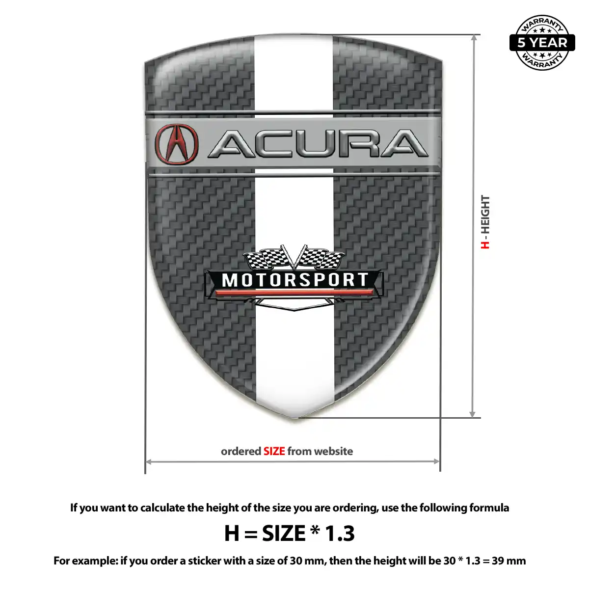 Acura Resin Emblem Sticker Superior Craft