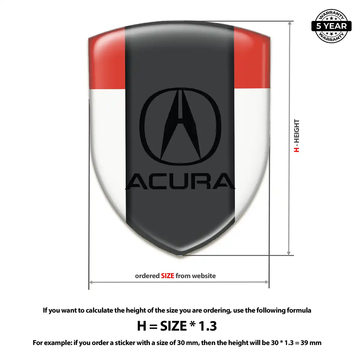 Acura Self Adhesive Emblem Sticker Deluxe Edition
