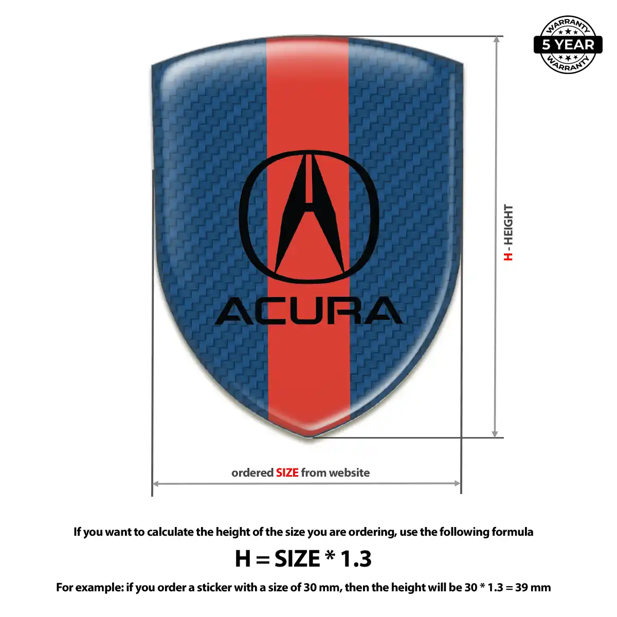 Acura Self Adhesive Emblem Sticker Prime Quality