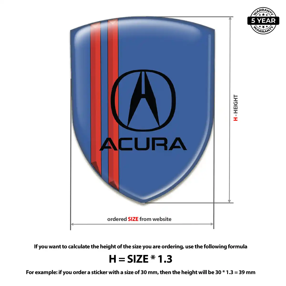Acura Self Adhesive Emblem Sticker Refined Design
