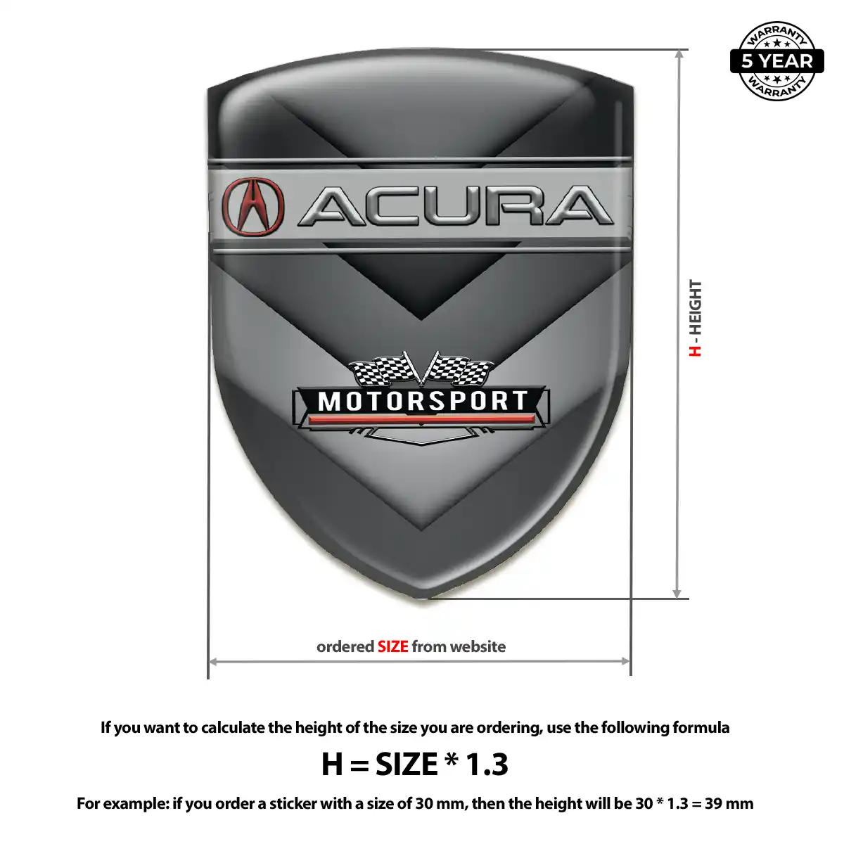 Acura Self Adhesive Emblem Sticker Signature Grade
