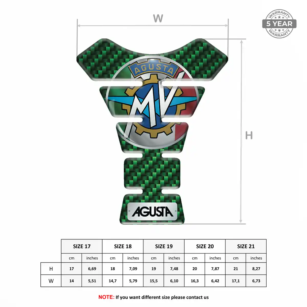 Agusta 3D Domed Tank Pad Elite Finish